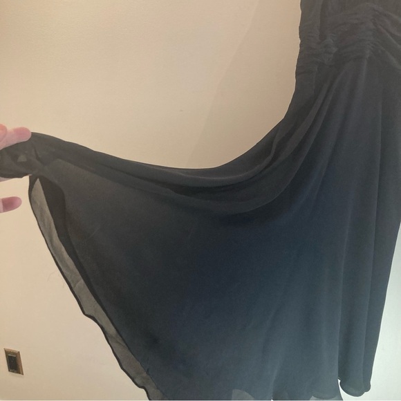 DONNA MORGAN Sz 12 100% Silk Ruching Waist Halter Top A-line Skirt Lined Dress - Picture 5 of 11